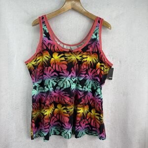 Torrid Women’s Sz 4 (26/28) Tropical Leaf Print Lace‎ Trim Sleep Tank Top NWT